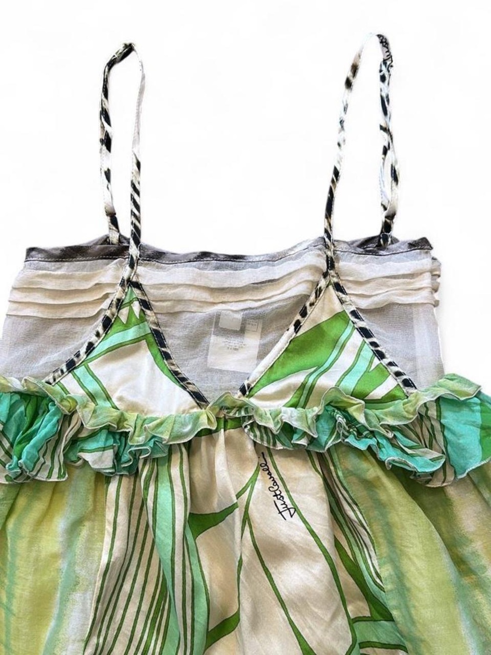 Roberto Cavalli 100% silk tropical ruffle cami 💚 - Picture 2 of 8